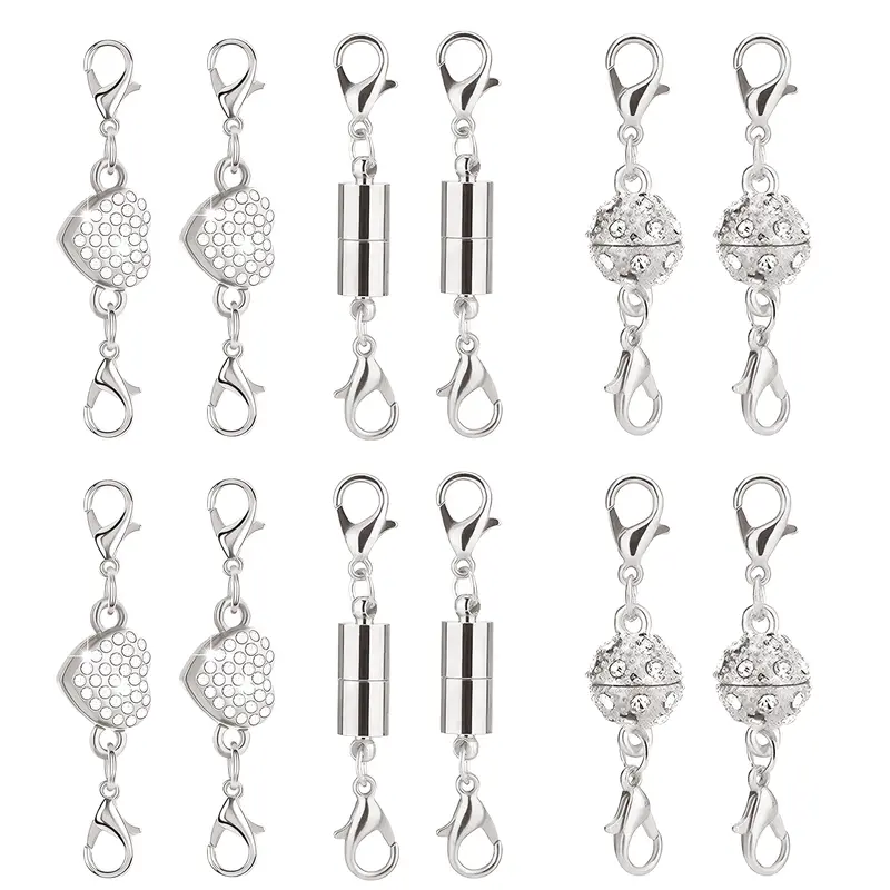 12pcs Double Magnetic Lobster Clasp Extenders Set - Gold & Silver DIY Beading Jewelry Findings, Fast DIY Convert Easy Jewelry Converter, Adjustable Chain for Necklaces Bracelets, No Battery Needed No Warning Applicable Adults Beading Supplies
