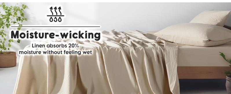 Shilucheng Natural Linen Sheet Set - French Flax Farmhouse Style Bedding, Anti-Tear, Breathable & Machine Washable 16 Inch Deep Pocket Comfortable Environmentally Friendly