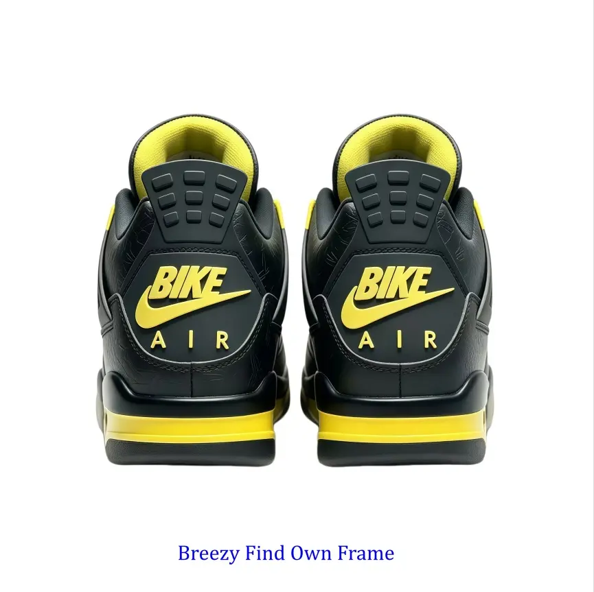 Black Leather with Bright Yellow Mesh and Air Cushion Mid-Top Retro Basketball Sneaker, Classic Structure and Cushioning Design