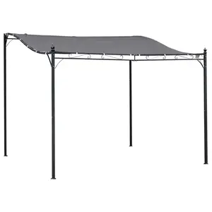 Outsunny 10' x 10' Steel Outdoor Pergola Gazebo, Patio Canopy with Weather-Resistant Fabric and Drainage Holes for Backyard, Deck, Garden, Gray