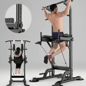 Multi-functional Power Tower Pull Up Bar,Pull-Up Rack Dip Station,Height Adjustable Home Strength Training Gym Equipment, Save Space