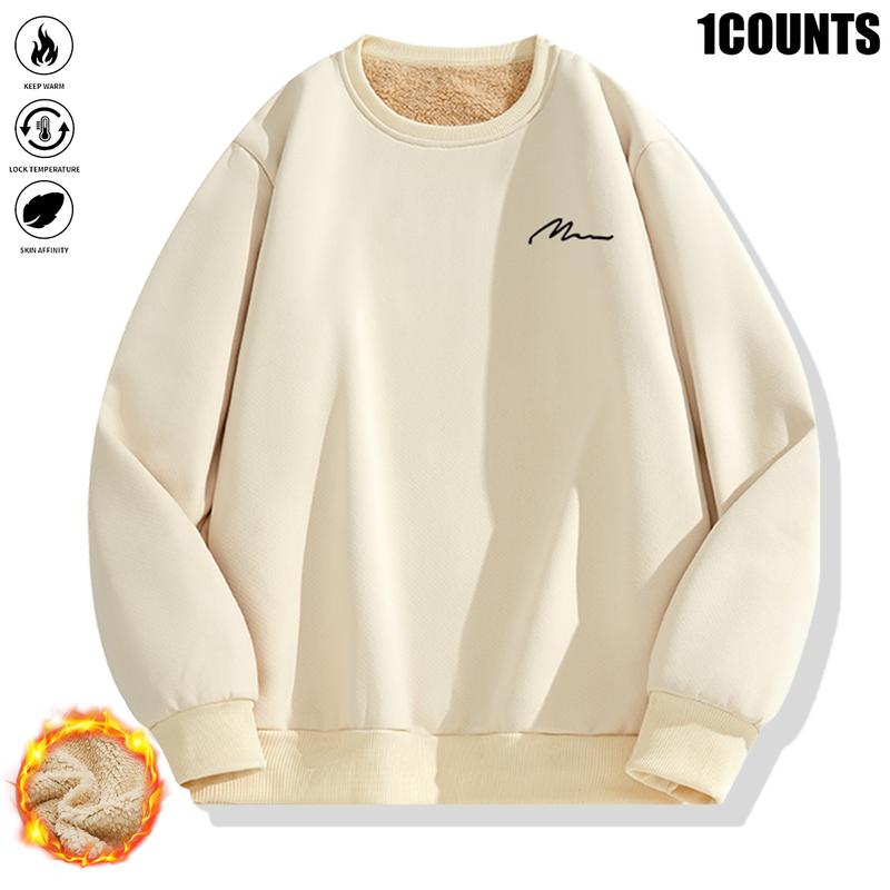 Men's Fleece Crewneck Sweatshirt Pack - Warm & Cozy Casual Sportswear for Fall/Winter - Available in Various Colors - Knit Fabric for Comfortable Softness - Suitable for Outdoor Activities like Hiking, Climbing, Fitness, etc.