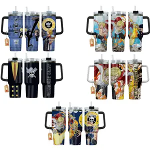 Sanji Pirate Cook Tumbler Cup 40oz - Otaku Fan Cave Gift - Flaming Kick Action Manga Cup