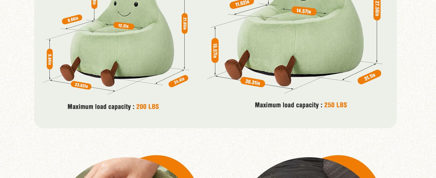 【New】24/31 Inch Bean Bag Chair Padded Toddler Bean Bag Sofa with Padded Bean Bag Chair for Boys and Girls Beige Purple Eggplant Design 【New】24/31 Inch Bean Bag Chair Padded Toddler Bean Bag Sofa with Padded Bean Bag Chair for Boys and Girls Beige Purple Eggplant Design