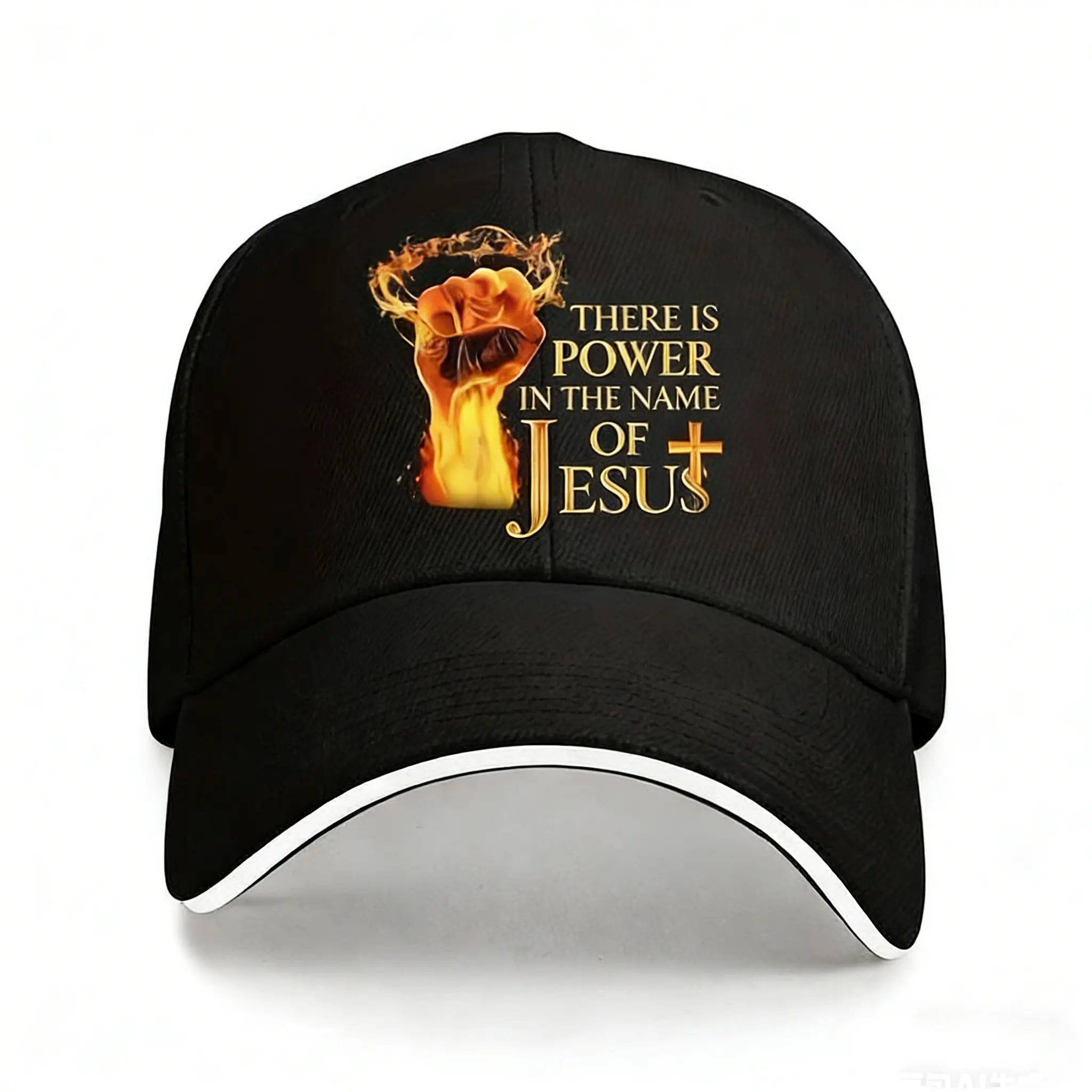 Men's Black Jesus Print Skull Baseball Cap - Jesus Saves Slogan Graphic Hat, Biblical Design, Stretchable Warm Breathable Fabric, Chemotherapy Headwear for Cancer Patients, Faith Gift, Hand Washable, Jesus Saves Slogan Graphic Hats
