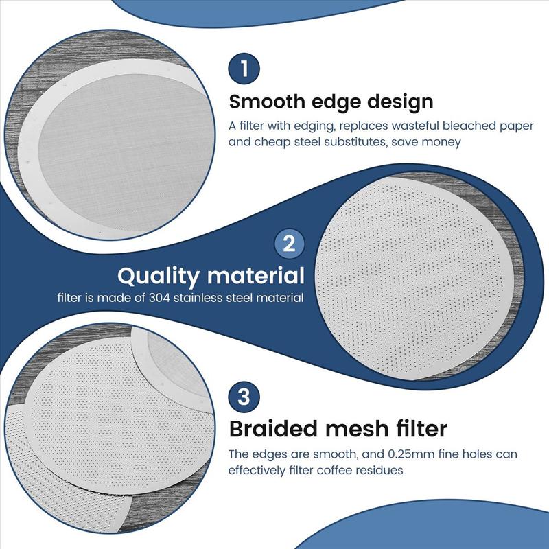 3 Pack Metal Reusable Coffee Filter Mesh for AeroPress Coffee Maker Espresso Maker, Silver