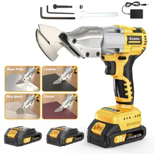Ecarke Sheet Metal Cutter with 2 × 1.5AH Batteries & a Charger, Sheet Metal Nibbler - 221 Ft-Lbs Torque Metal Shears - Cuts Material for Steel, Leather & Carpet - with 360 Degree Pivoting Head