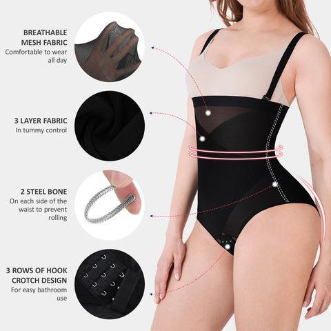 FeelinGirl Shapewear Bodysuit for Women Tummy Control Butt Lifter Panty Hi-Waist Trainer Stomach Body Shaper Slimming Girdles