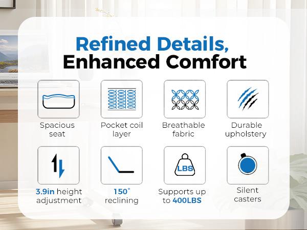 GTPLAYER 400lb Capacity King-Sized Office/Gaming Chair!  Wide Embossed Leather Throne w/ 150° Recline, Footrest & Spring Support for Ultimate Comfort