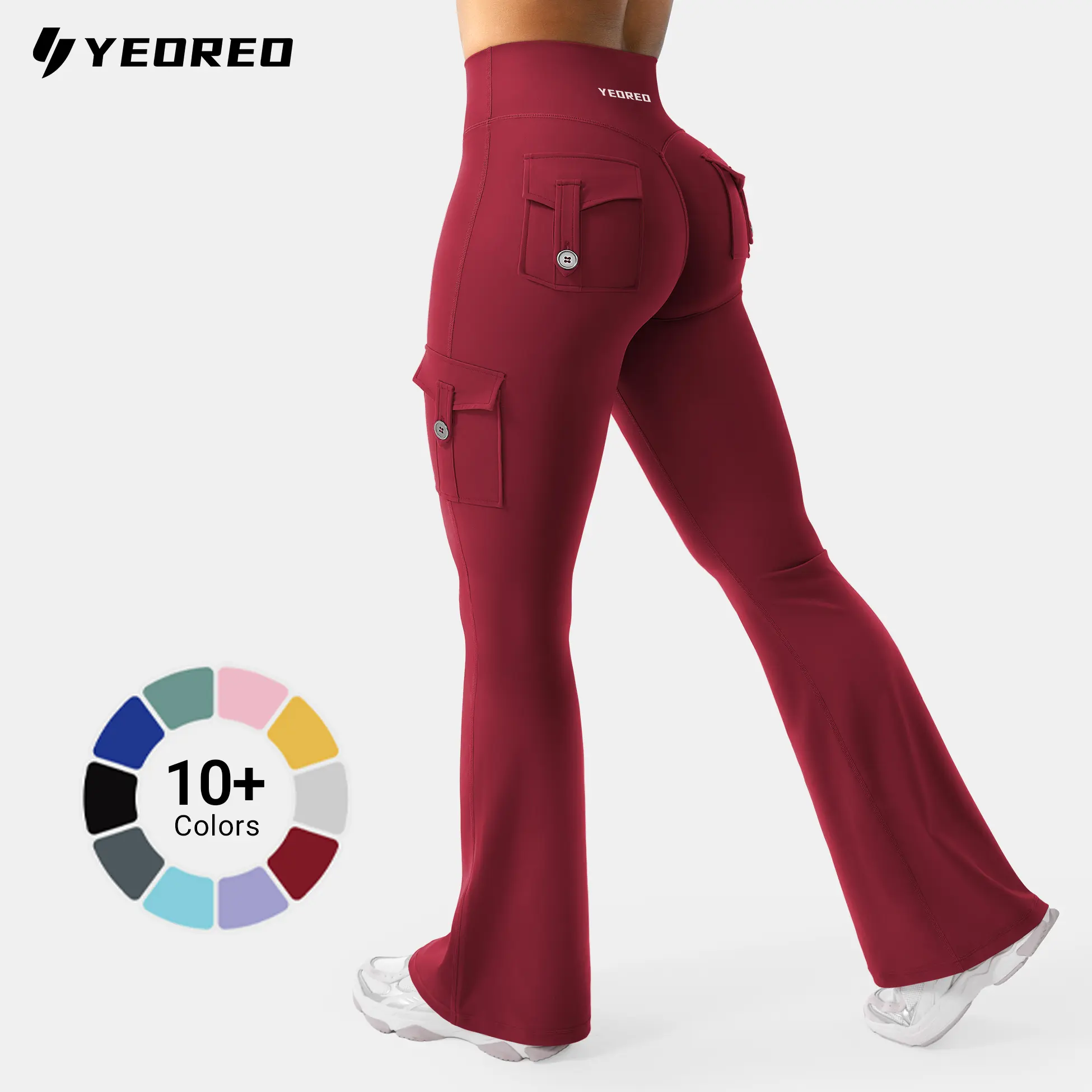 YEOREO CoreFlex High Waist Sports Leggings - Tummy Control, Scrunch Butt-Lift, Flare Leg, Seamless, Pockets - Fitness Training Pants, Athleisure Yoga Pants, Sporty Bottoms for Gym,summerwins,travel essentials,camping essentials tiktokshopbacktoschool