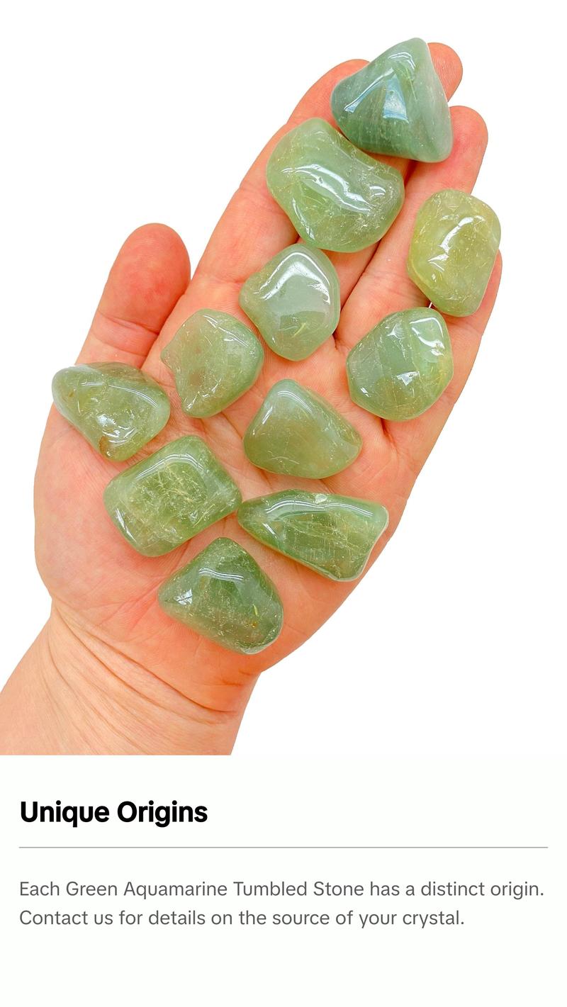 Green Aquamarine Tumbled Stone - Polished Aquamarine Crystal