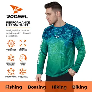 RODEEL 905 Long Sleeve Shirts Men UPF 50+ Sun UV Protection Lightweight Quick Dry Moisture Wicking Breathable Cooling Activewear for Outdoor Sport Gym Workout Hiking Camping Running Biking Boating Construction Landscaping, Holiday Gift