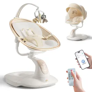 Baby Swing for Infants to Toddler, Electric Baby Swing with Sturdy Shield-Shaped Base, 180° Rotation Portable Infant Swing with 5 Speeds & 12 Lullabies for Newborn Baby Boy Girl Up to 20 lbs, White