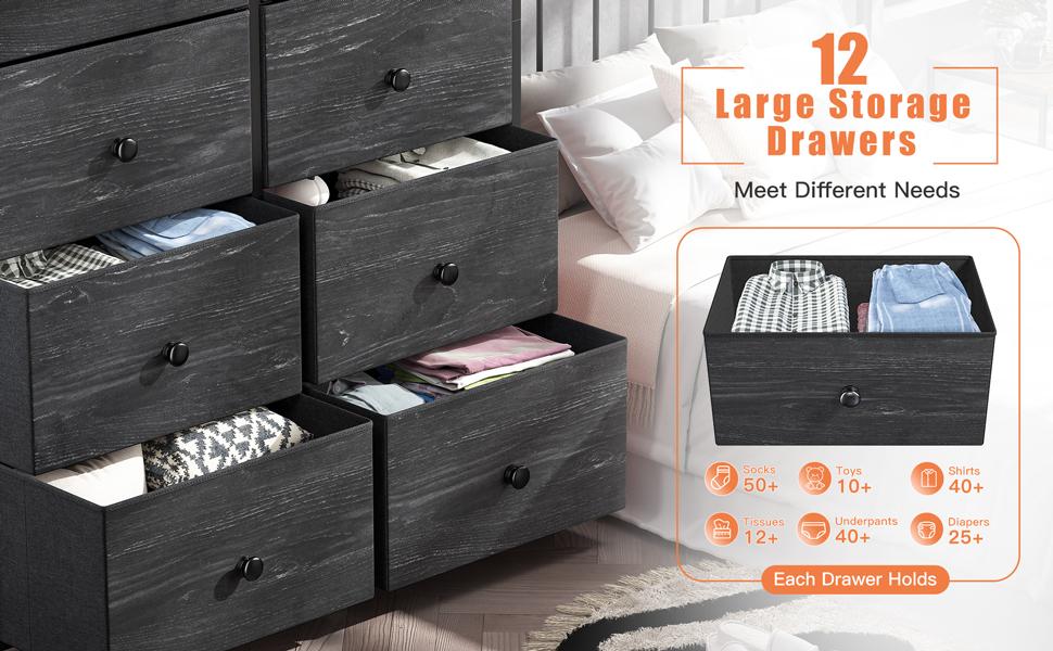 【Deal】Raybee Furniture 12 Tall Dresser for Bedroom Furniture, Fabric Drawer Dressers with Wood Top and Metal Frame for Living Room, Viral Dresser for Apartment, Chest of Drawers Dresser for Closet Hallway Entryway Cabinet Storage Organizer