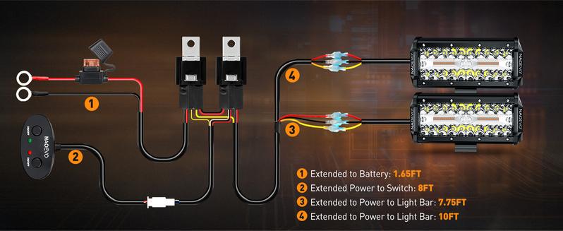 NAOEVO 7 Inch LED Light Bar, 240W 24,000LM Offroad LED Pods, Spot/Flood Combo, 2-Pack with Wiring Harness for Truck/Boat/UTV/ATV