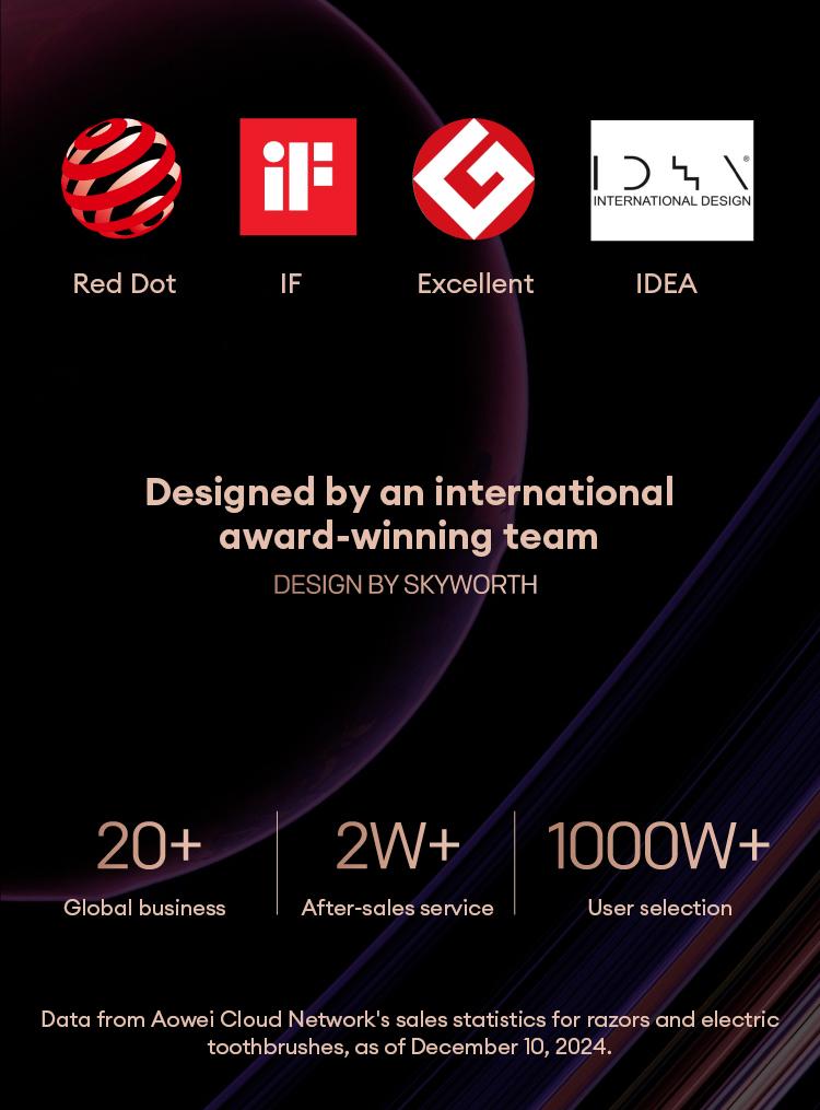 Skyworth XJ32 Dual Ring Shaver, with dual ring floating blade design, high-speed rotating blade, equipped with side wing nose hair trimmer, full body IPX7 waterproof, Long lasting battery life,suitable for short hard beards and delicate men