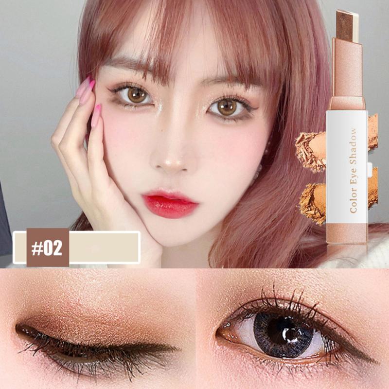 6Pcs Two Color Eyeshadow Stick Set Cosmetic PearlescentMatte Highlighter Eye Shadow Glam Natural Long LastingWaterproof Not Easy To Take Off Makeup
