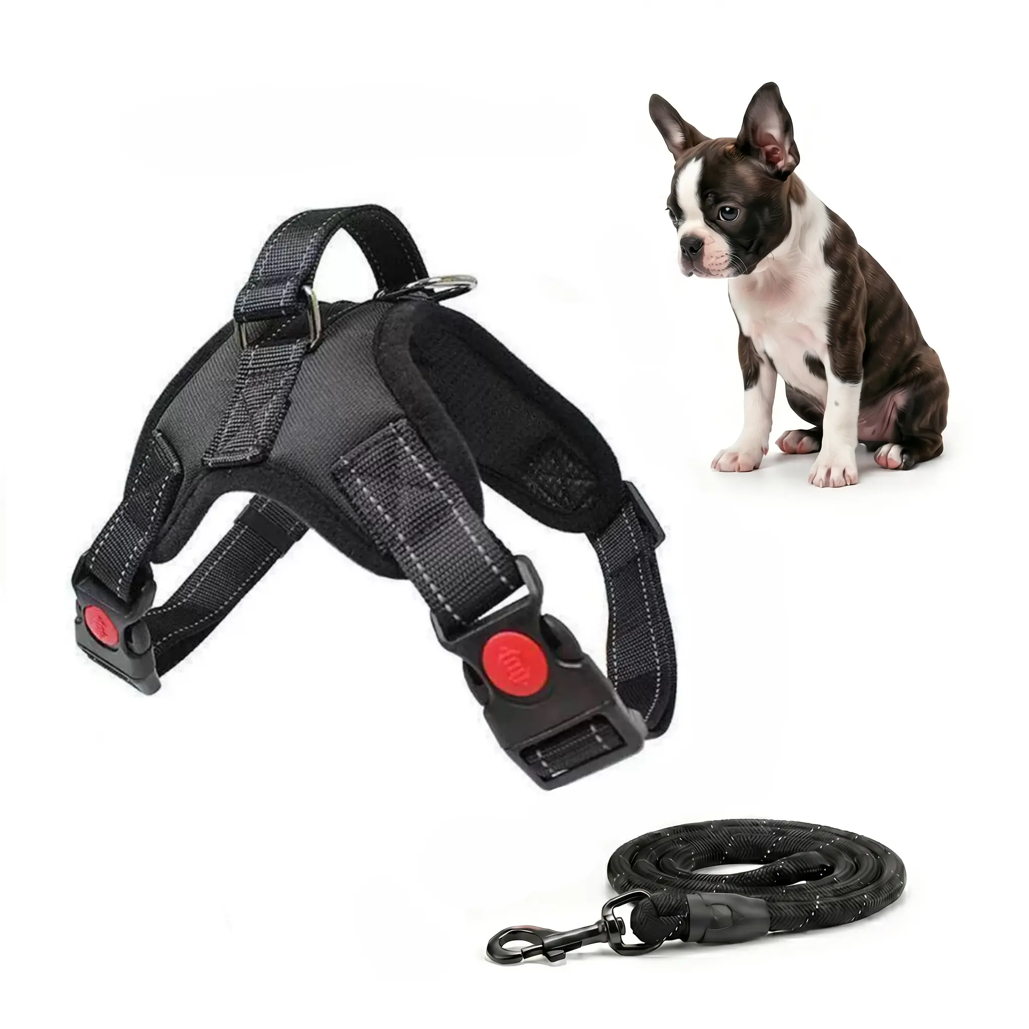 No Pull Durable Reflective No Choke Universal Dog Harness Leash Combo - 5FT Leash Included, Adjustable, Breathable, Easy On/Off Design for Safe Daily Walks, Puppy Harness, Harness Leash Set