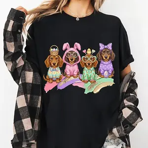 Cute Dachshund Easter Shirt, Easter Bunny Dog Design, Pastel Spring Dogs Shirt, Gift for Boys Girls, Trending Holiday Shirt, Youth Clothing