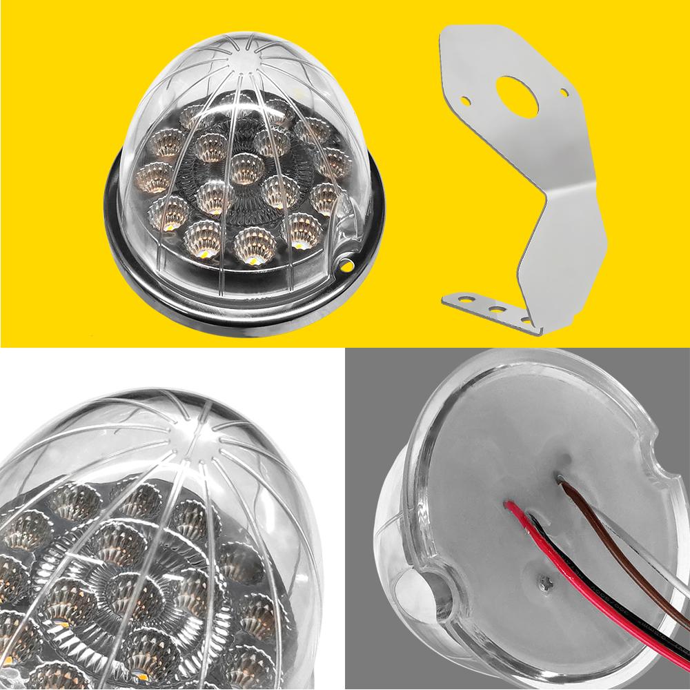 AUXITO LED Lights w/ Chrome Ring + Watermelon L-Bracket 2X For Semi Tractors 12V Trucks AUXITO LED Lights w/ Chrome Ring + Watermelon L-Bracket 2X For Semi Tractors 12V Trucks