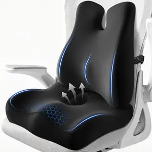 Back Pillow with Zoned Design Non-Slip Lumbar Support Pillow for Office Chair, Supportive Memory Foam Seat Cushion Extra-Large Perfect Gift for Tailbone Pain,Sciatica and Hemorrhoid Relief，Set of 2