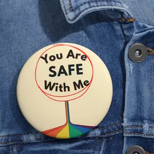 You Are Safe With Me Pinback Button, LGBTQ Friendly Pin, Immigrant Button, ANTI Trump, Anti ice, LGBT Support Shirt Pin, Rainbow Bag Pin, Pride Flag Pro Immigrant Vintage Button.