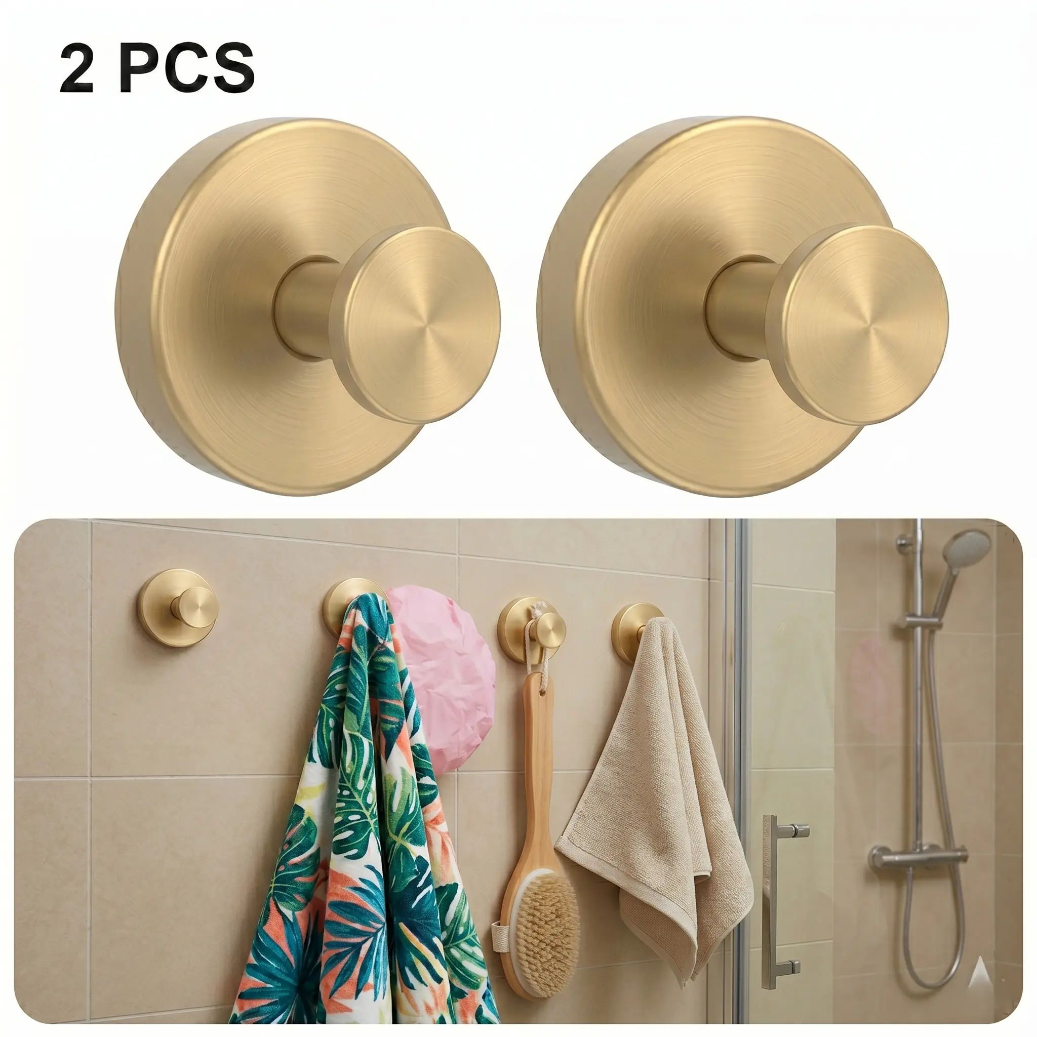 2-Pack Black Creative Stainless Steel Vacuum Hooks (Box Pack) for Household Users, No-Drilling Reusable Set with Secure Hold, Waterproof, Moisture-Resistant Home Organizer, Fits Smooth Bathroom Walls, Keeps Towel Stays Put for Hanging Items