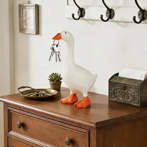 7 Inch Desk Goose Statue, Cute Resin Figurine with Magnetic Beak - Funny Home Office Decor & Key Tool Holder, Perfect Gift for Women