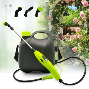 BURMONG Weed Sprayer Battery Operated, Electric Rechargeable Sprayer 5L with 3 Mist Nozzles, Retractable Wand, Water Sprayers with Adjustable Shoulder Strap for Yard, Lawn and Garden