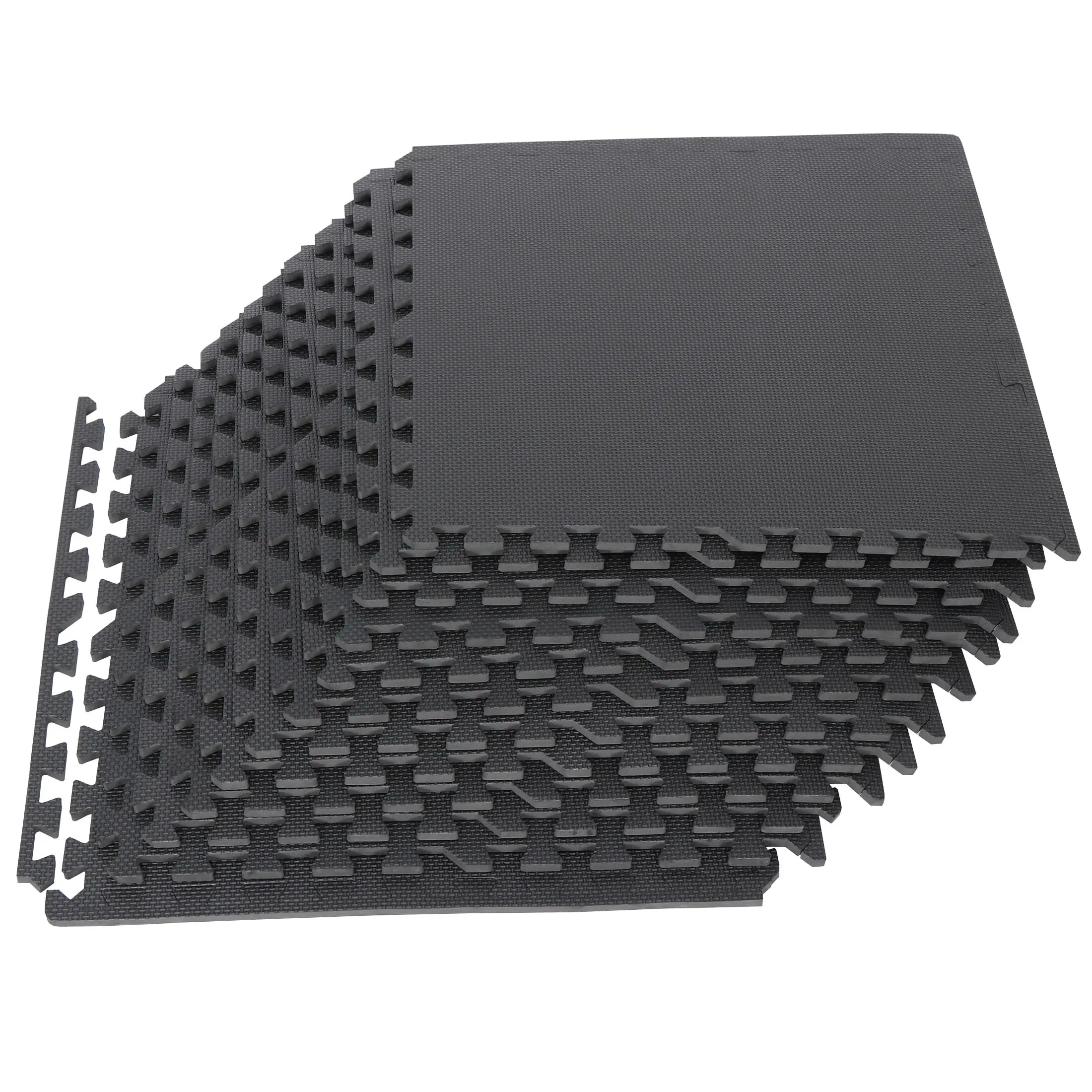 Segawe 12-Piece Extra Thick Shock-Absorbent EVA Foam Solid Color Mat, 24x24in Waterproof Interlocking Puzzle Floor Mat for Home Gym, Black Area Rugs Alternative, Waterproof Area Rugs, Garage Flooring, Children's Play Areas