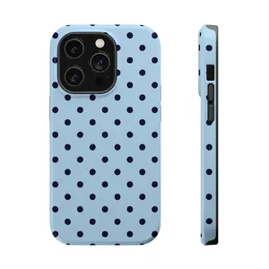 Dark Blue Polka Dot 2-In-1 Phone Case, Compatible With IPhone 17, 16, 15, 14, 13, 12, 11, X, And Some Samsung Models. It Makes A Great Holiday Gift For Family And Friends.