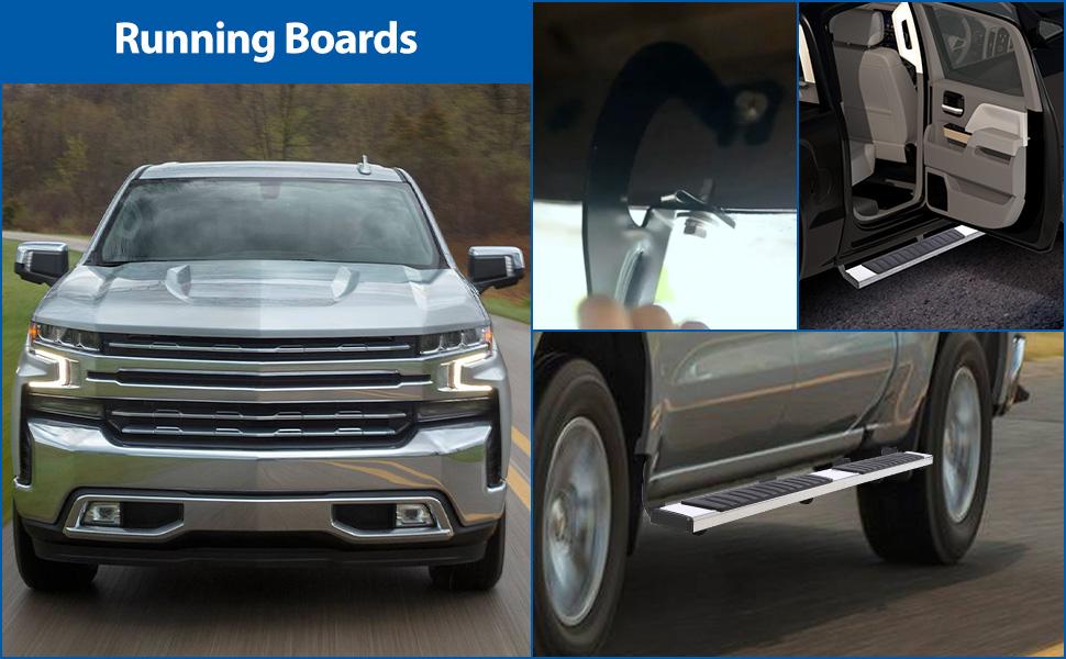 GARVEE 6 Inch Running Boards,Side Steps for 2007-2018 Chevy Silverado/GMC Sierra 1500, 2007-2019 2500HD 3500HD, 2019 Sierra 1500(Exclude 07 Classic), Stainless Steel Nerf Bars