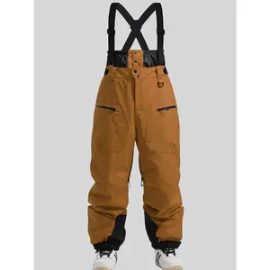 Men's Insulated Ski Bib Pants, Waterproof Windproof Breathable Snow Overalls For Winter Sports, With Pockets