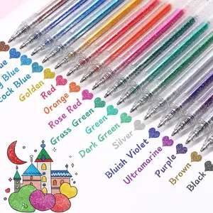 SHANDS 12-18-Color Retractable Glitter Gel Pens | Dazzling Sparkly Ink for Adult Coloring, Journaling & DIY Crafts Aesthetic Art Supplies Set,Retractable 1.0mm Sparkling Colored Gel Pens for Coloring, Journaling, Drawing, Scrapbook & Art Supplies