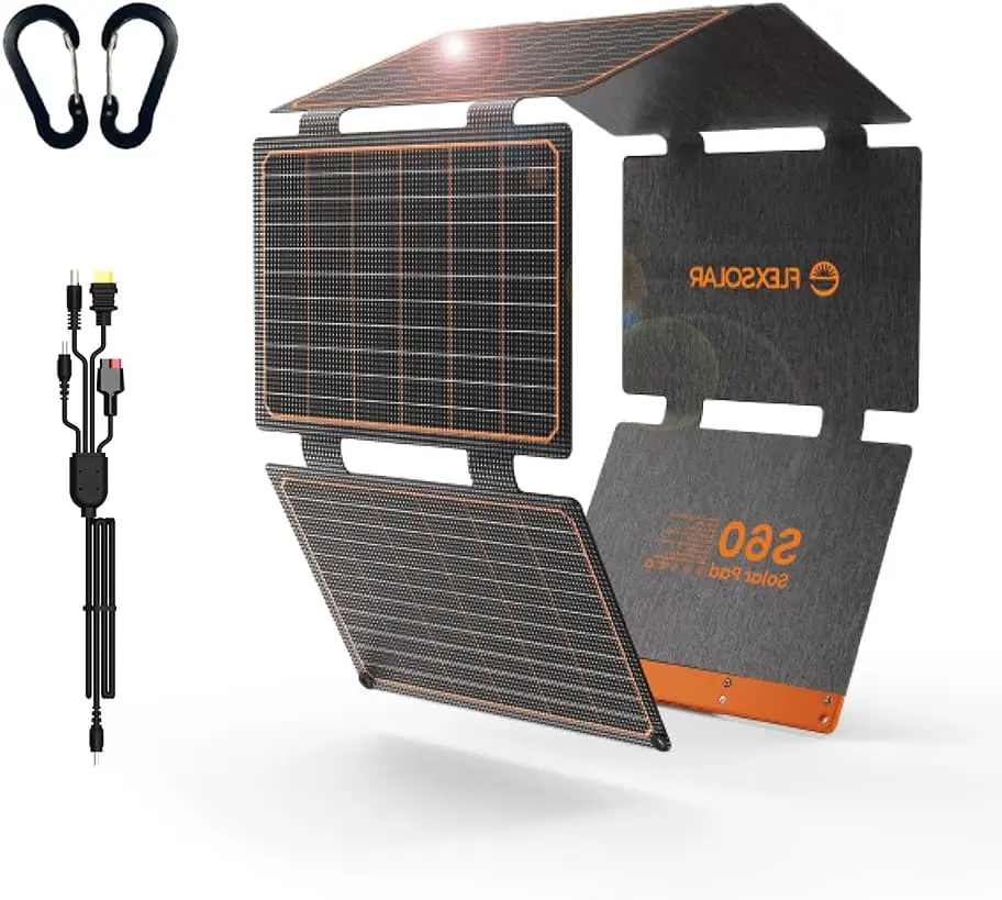 60W Foldable Portable Solar Panel Charger IP67 Waterproof | with PD3.0 USB-C, QC3.0 USB-A & DC; Power Emergency Camping for Small Power Station Generator,Phones, Power Banks, Tablets