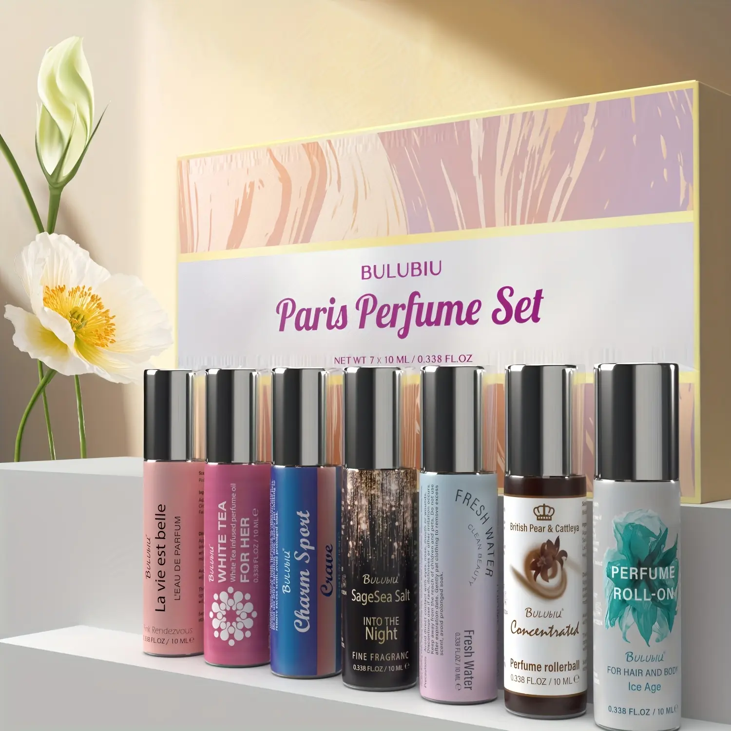 7 roll-on perfume gift box | Daily fragrance exploration | 10ml portable travel size | Fresh and elegant fragrance | Exquisite gift choice