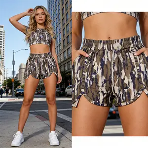 High Waisted Tummy Control Camo Fitted Shorts Women Viral Butt Lifting Yoga Shorts Stretchy Breathable Gym Workout Running Casual Everyday Outfits