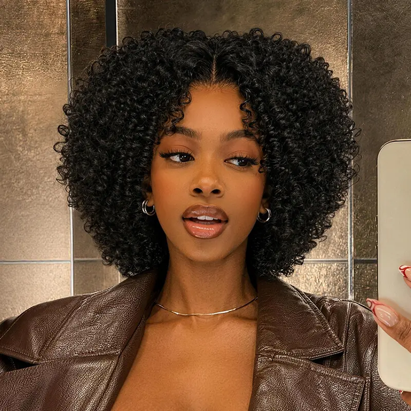 [New Arrival] Frodio Veralux™ Blend Human Hair Short Jerry Curly Wig | Glueless, Pre-Cut Lace, Full & Fluffy, Wear & Go, Wigs for Black Women