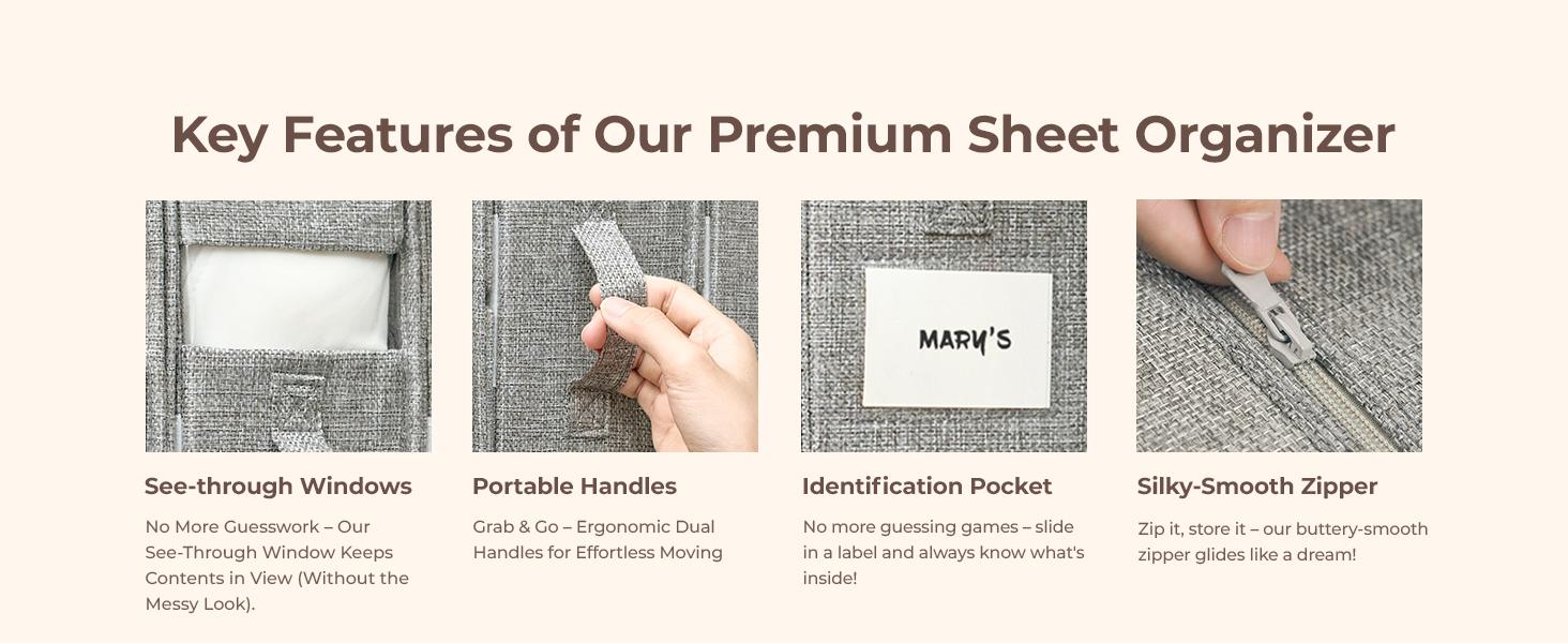 【NewYear2026】Zen Storage 4Pack Bed Sheet Organizers for Linen Closet King/Queen Size Waterproof Dustproof Foldable Storage Boxes with Clear Window for Blankets & Sheet Sets 【NewYear2026】Zen Storage 4Pack Bed Sheet Organizers for Linen Closet King/Queen Size Waterproof Dustproof Foldable Storage Boxes with Clear Window for Blankets & Sheet Sets