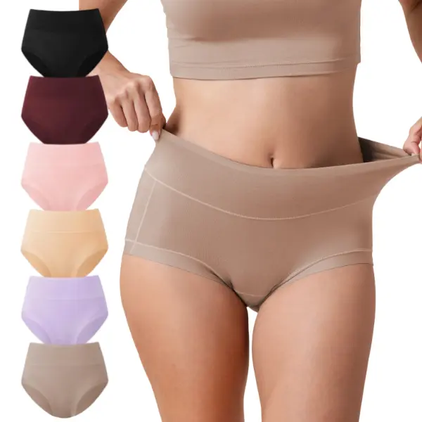 DAVID ARCHY Women’s Basic High-Waisted Bamboo Spandex-Rayon Fabric Panties 6-Pack, Soft, Moisture-Wicking, Breathable Full-Coverage No-Roll Briefs for Everyday Wear, Stretchy & Durable