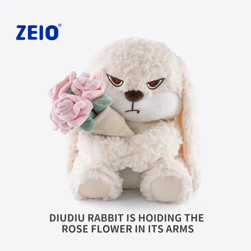 【ZEl0 TOYS】powderDiuDiu plush toy rabbit doll cute rabbit baby doll soothing doll for boys and girls birthday gift, holiday gift Cool Drop