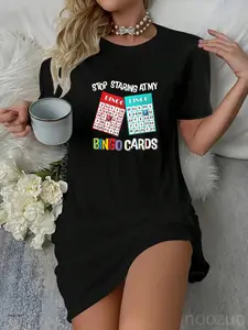 Funny Bingo Queen Stop Staring At My Bingo Cards Game Casual Dress
