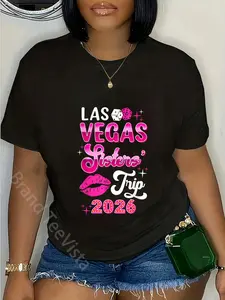 100% Cotton Las Vegas Sisters Trip 2026 Matching Birthday Girl Vacation T-Shirt