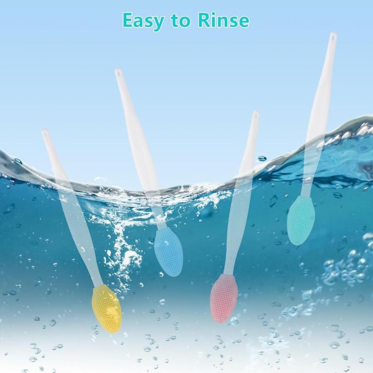 Lip Scrub Brush(4 PCS),Lip Scrubber Exfoliator,Double-Sided Silicone Lip Exfoliating Tool for Dark Lips,Nose Scrubber Lip Mask Applicator,Gentle Lip Exfoliator Scrubber Brush for Smooth,Soft,Bright,and Healthy Lips