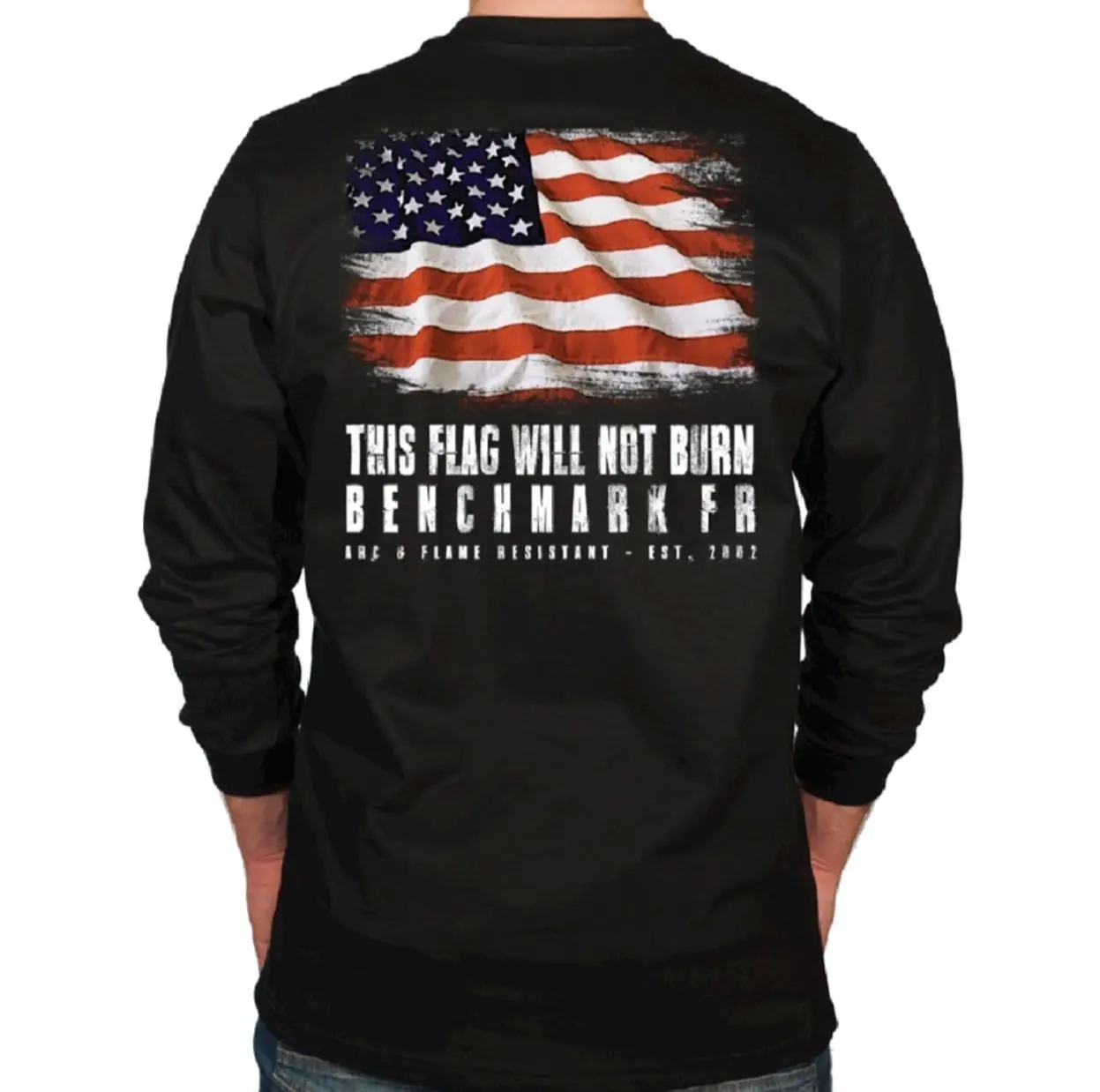 Benchmark FR® X-Large Black Benchmark 3.0 Cotton Flame Resistant T-Shirt With Flag Will NOQFG