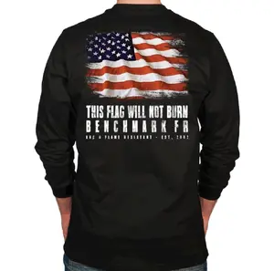 Benchmark FR® X-Large Black Benchmark 3.0 Cotton Flame Resistant T-Shirt With Flag Will NOQFG