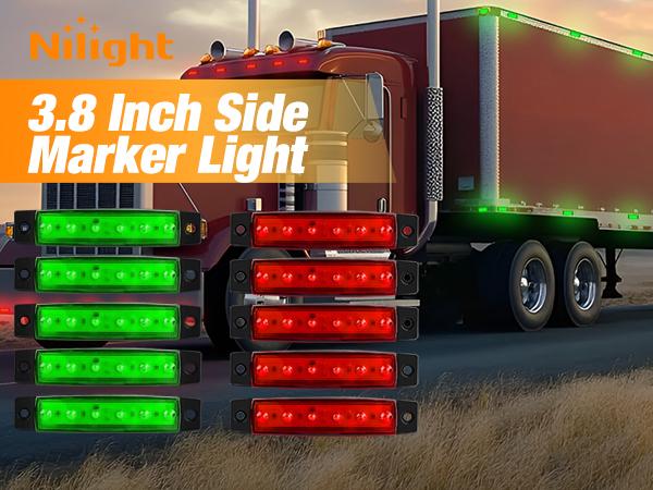 Nilight 10PCS 3.8” 6LED Red Green LED Indicator Light Truck Camper Side Marker Light Marine Boat Navigation Light Yacht Kayak Sailboat Trailer Bus RV Clearance Light 12V DC