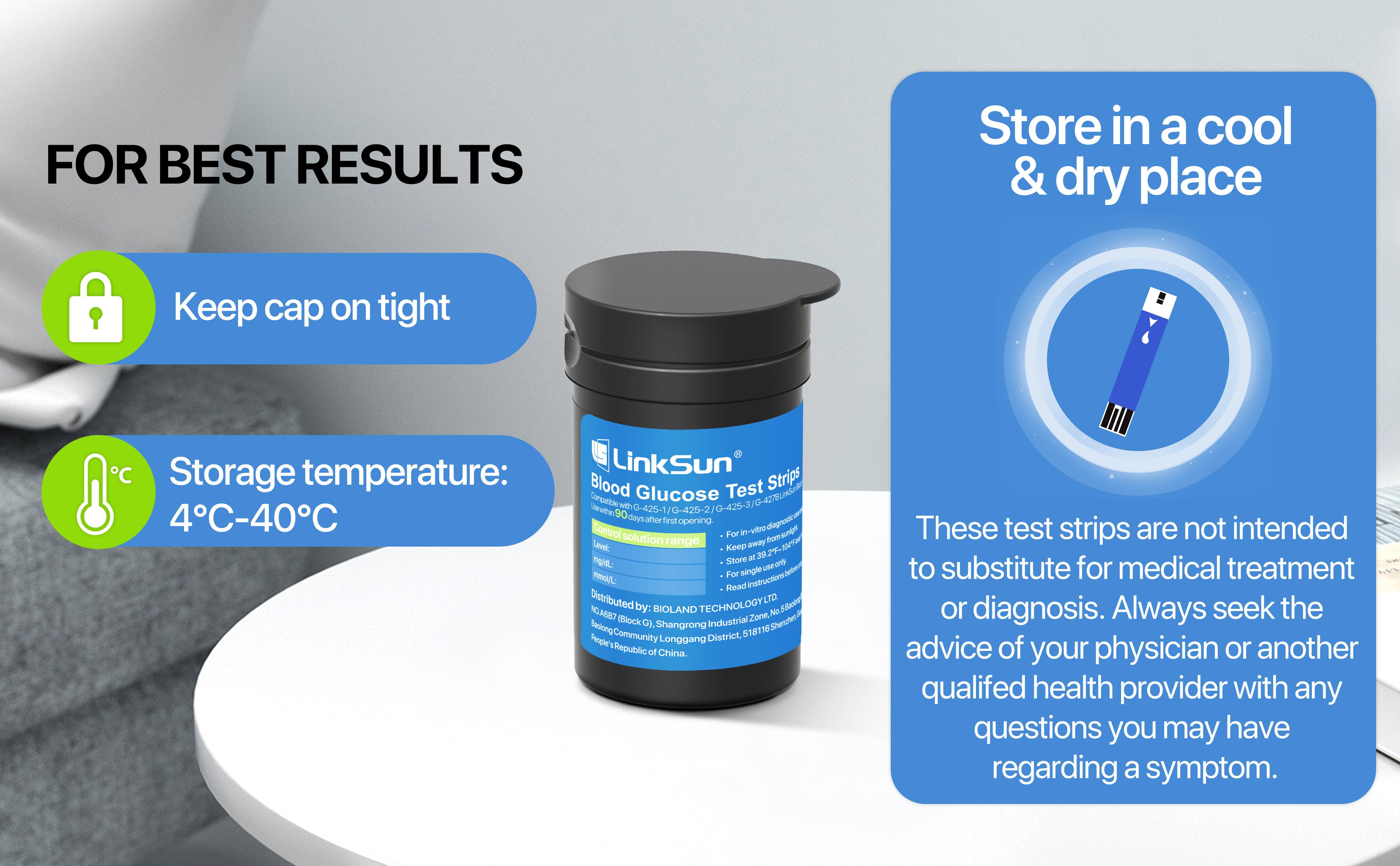 Linksun Diabetic Blood Test Strips*100,Used for G-425-1,G-425-2/2V,G-425-3 Blood Glucose Monitor,0.7μl Blood Sample,Accurate Measurement,Results in 5 Seconds, 2 Bottles of 100 Pc Healthcare（Only Includes the Glucose Test Strips * 100 pcs）#SpringStatements