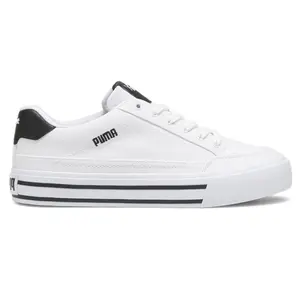 PUMA Mens Court Classic Vulc Lace Up Sneakers Shoes Casual - White