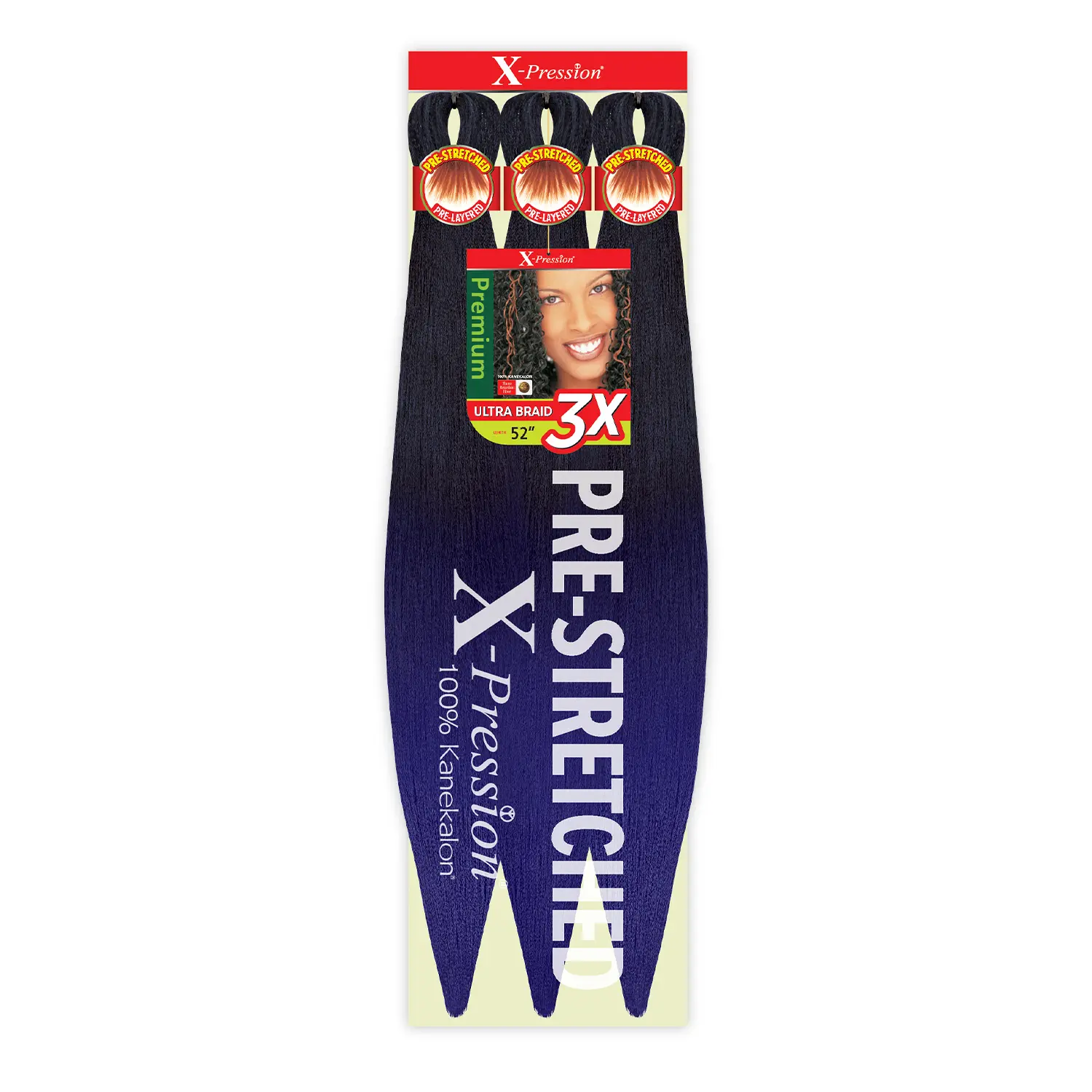 Outre Braiding Hair, X-Pression 3X Pre-Stretched 52-Inch Kanekalon Synthetic Hair Extensions, Lightweight, Tangle-Free & Hot Water Setting, Hair Weave Extensions